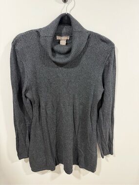 Kenar Charcoal Ribbed Cowl Neck Sweater Dress
